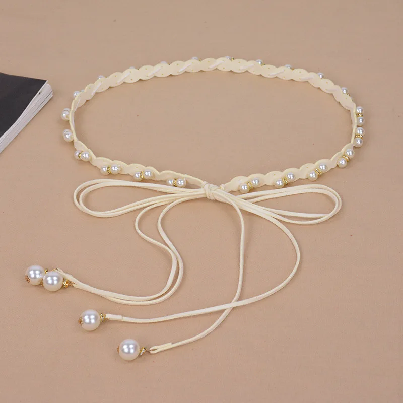 Women Elegant Pearl Waist Chain Thin Belt Fashion Simple Waistband Dress Decorative Strap
Women Elegant Pearl Waist Chain Thin Belt Fashion Simple Waistband Dress Decorative Strap