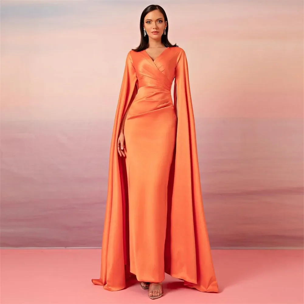 Verngo Orange V Neck Simple Party Gown Mermaid Satin Dresses For Formal Occasion Zipper Saudi Arabic Evening Dresses
Verngo Orange V Neck Simple Party Gown Mermaid Satin Dresses For Formal Occasion Zipper Saudi Arabic Evening Dresses