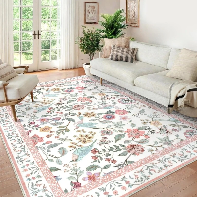 White Living Room Carpet Vintage Floral Bedroom Bedside Rug Machine Washable Non-slip Sofa Coffee Table Floor Mat Ковер Tapis 러그
White Living Room Carpet Vintage Floral Bedroom Bedside Rug Machine Washable Non-slip Sofa Coffee Table Floor Mat Ковер Tapis 러그