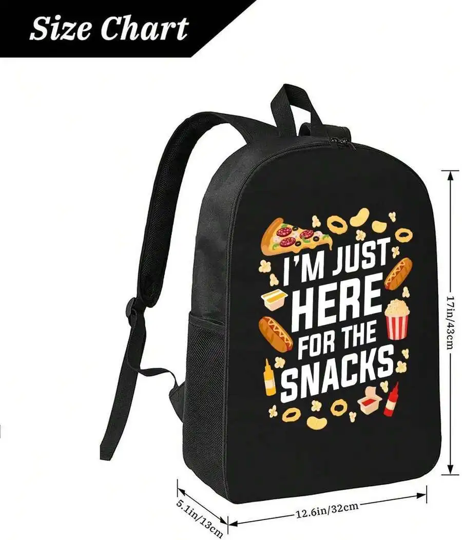 Im Just Here For The Snacks Backpack With Two-Way Zippers Breathable Straps Side Pocket Unisex
Im Just Here For The Snacks Backpack With Two-Way Zippers Breathable Straps Side Pocket Unisex