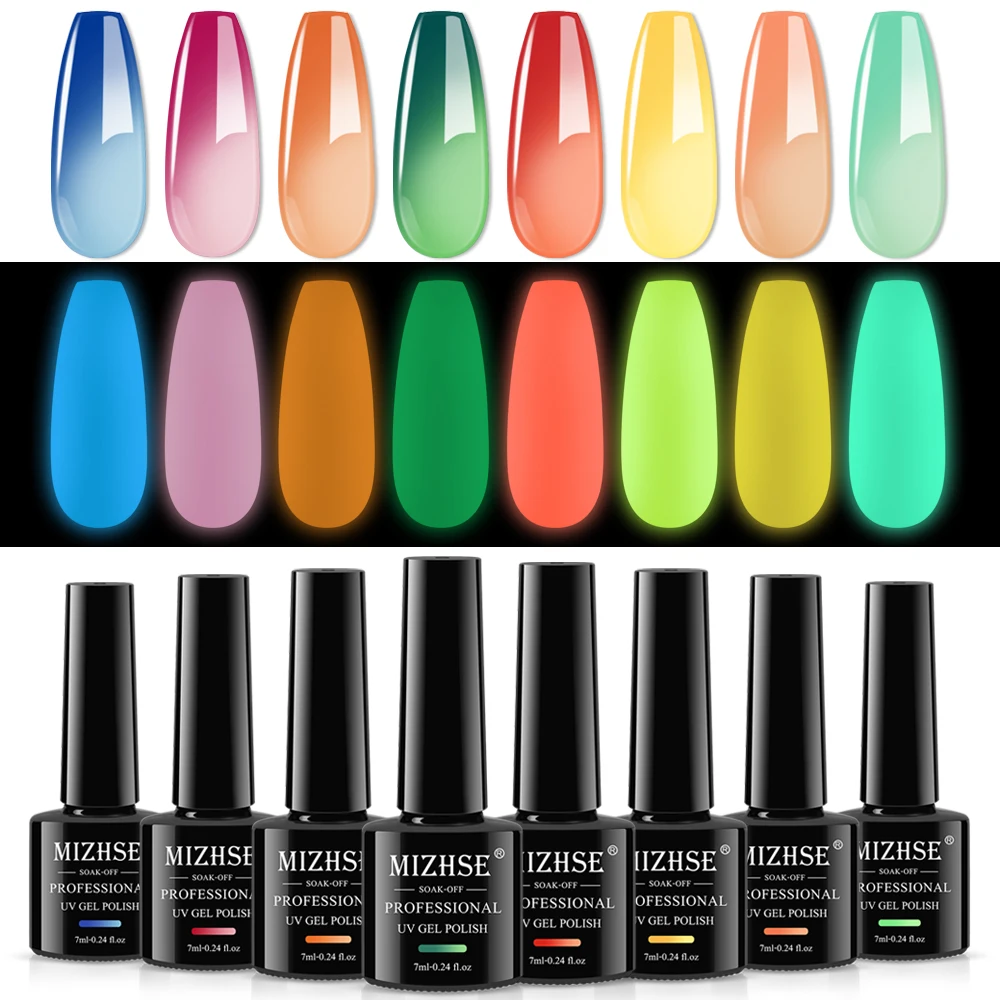 MIZHSE 8pcs/Set Gel Nail Polish Set Color Changing Semi Permanent Enamel Varnish Glow In The Dark Nail Polish for Manicure Art
MIZHSE 8pcs/Set Gel Nail Polish Set Color Changing Semi Permanent Enamel Varnish Glow In The Dark Nail Polish for Manicure Art