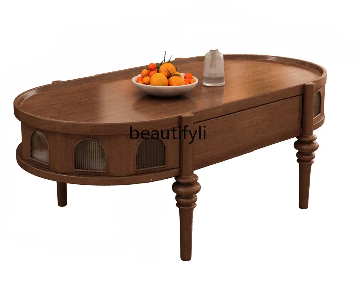 X188Solid Wood Tea Table Living Room Home American Retro Small Apartment Balcony Tea Table Oval
X188Solid Wood Tea Table Living Room Home American Retro Small Apartment Balcony Tea Table Oval