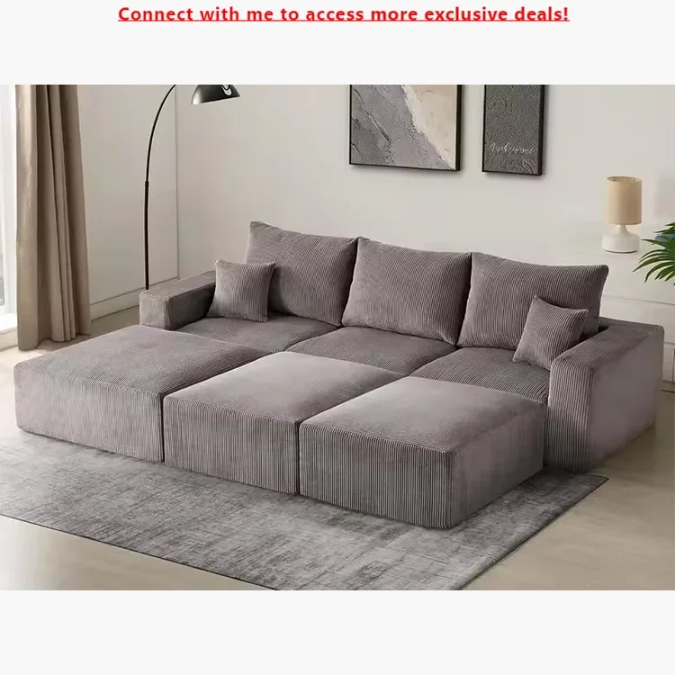 Modern Compressed L-Shape Corduroy Fabric Modular Sectional Sofa Convertible Living Room Couch Set Vacuum-Sealed
Modern Compressed L-Shape Corduroy Fabric Modular Sectional Sofa Convertible Living Room Couch Set Vacuum-Sealed