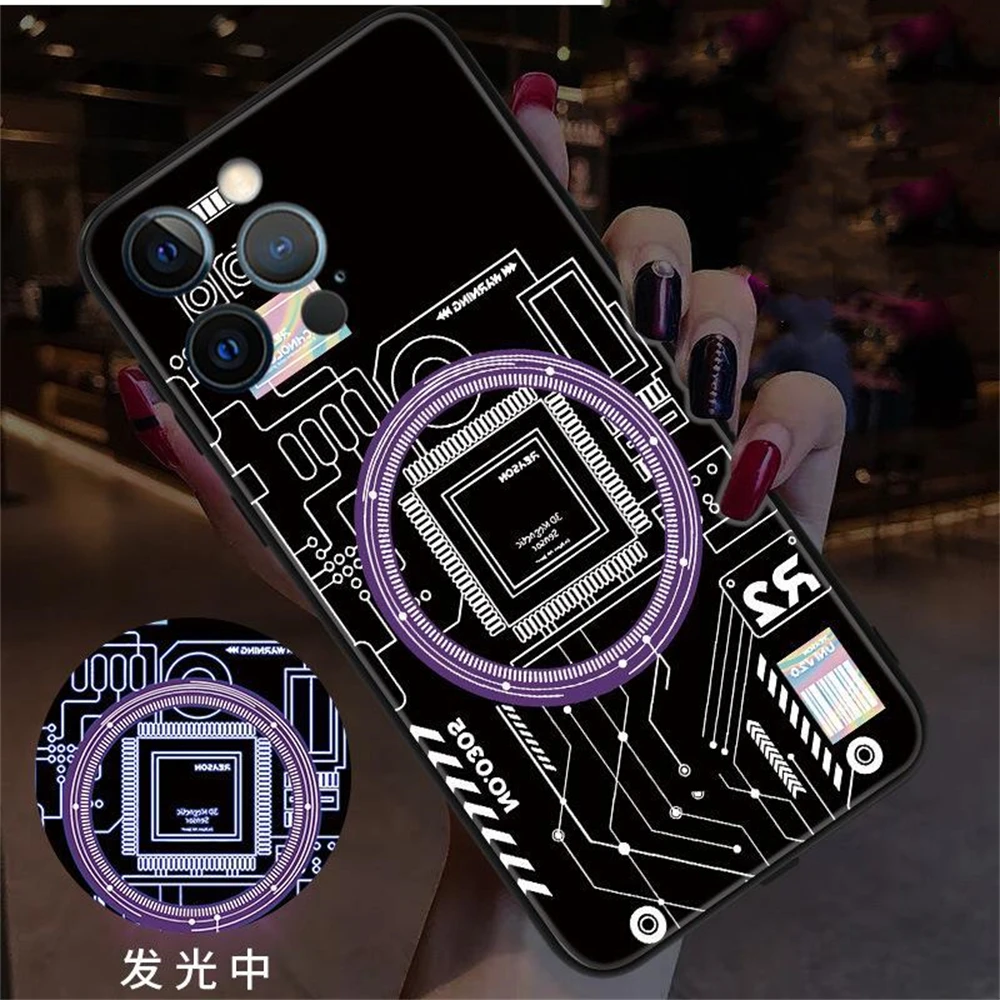 Роскошный чехол для телефона со светодиодной подсветкой и звуковой музыкой, светящийся чехол для iPhone 16, E, 15, 14, 13, 12, 11 Pro Max XR Plus 
Роскошный чехол для телефона со светодиодной подсветкой и звуковой музыкой, светящийся чехол для iPhone 16, E, 15, 14, 13, 12, 11 Pro Max XR Plus