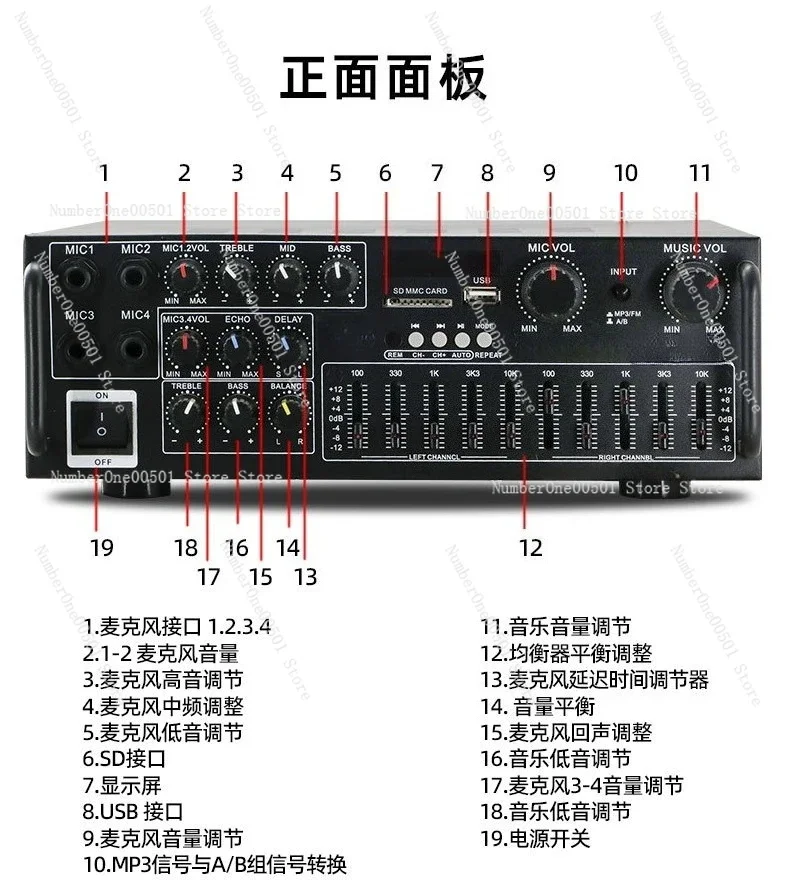 High Power Home Car Amplifier 12V 220V Dual Voltage Bluetooth Equalizer -095
High Power Home Car Amplifier 12V 220V Dual Voltage Bluetooth Equalizer -095