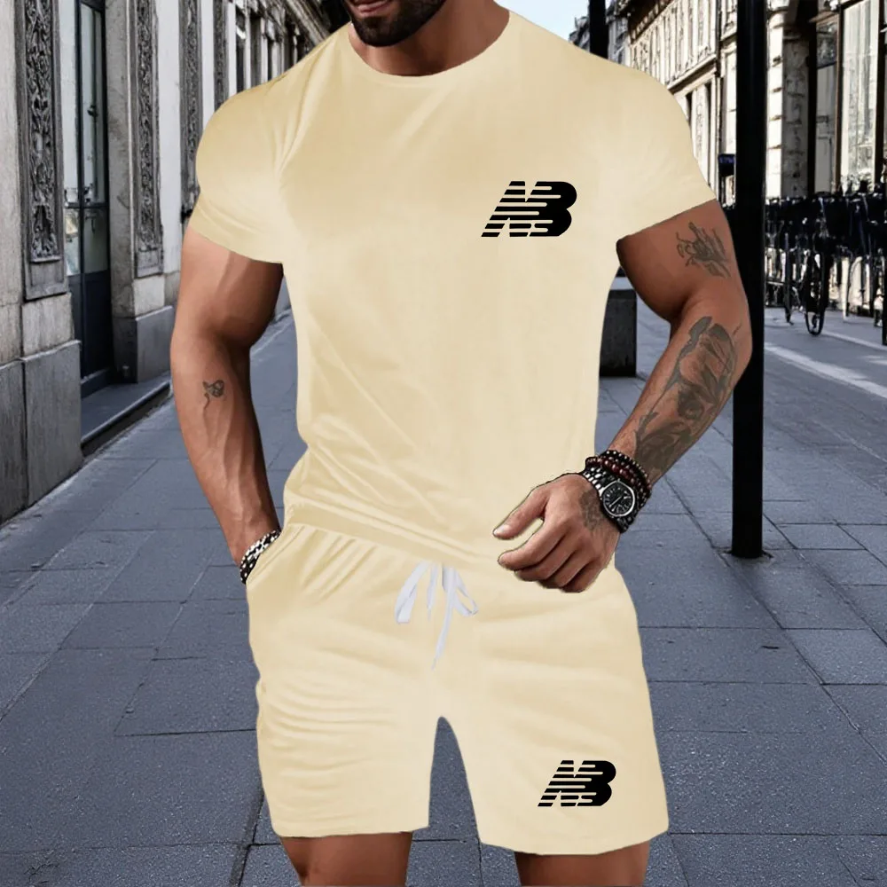 New summer fitness sportswear for men, short-sleeved T-shirt and shorts two-piece set, breathable and quick-drying casual wear.
New summer fitness sportswear for men, short-sleeved T-shirt and shorts two-piece set, breathable and quick-drying casual wear.