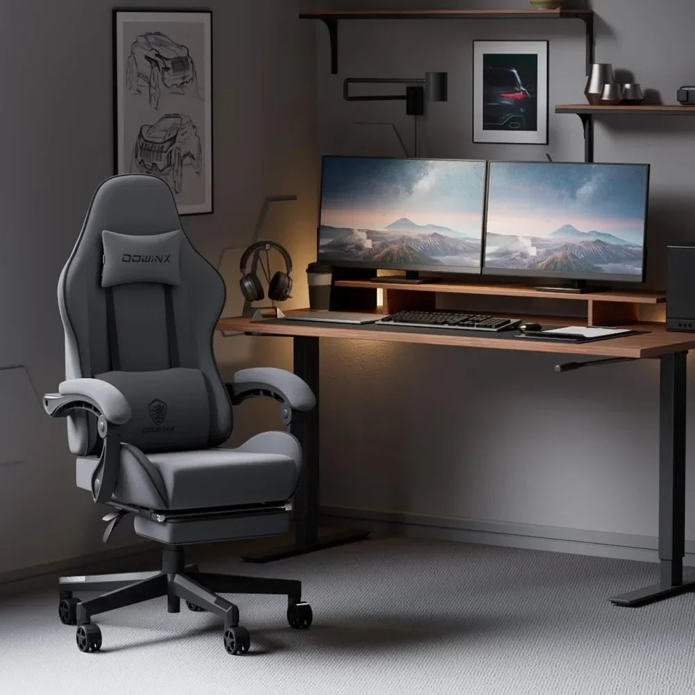Massage Game Chair Cloth with Headrest, Gaming Chair Fabric with Pocket Spring Cushion, Ergonomic Computer Chair with Footrest.
Massage Game Chair Cloth with Headrest, Gaming Chair Fabric with Pocket Spring Cushion, Ergonomic Computer Chair with Footrest.
