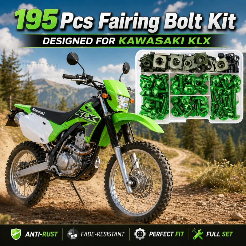195Pcs Motorcycle Accessories Aluminum Fairing Bolt Screws Kit Nut Clips For Kawasaki KLX230 KLX 230 KLX300 KLX 300 140 CNC
195Pcs Motorcycle Accessories Aluminum Fairing Bolt Screws Kit Nut Clips For Kawasaki KLX230 KLX 230 KLX300 KLX 300 140 CNC