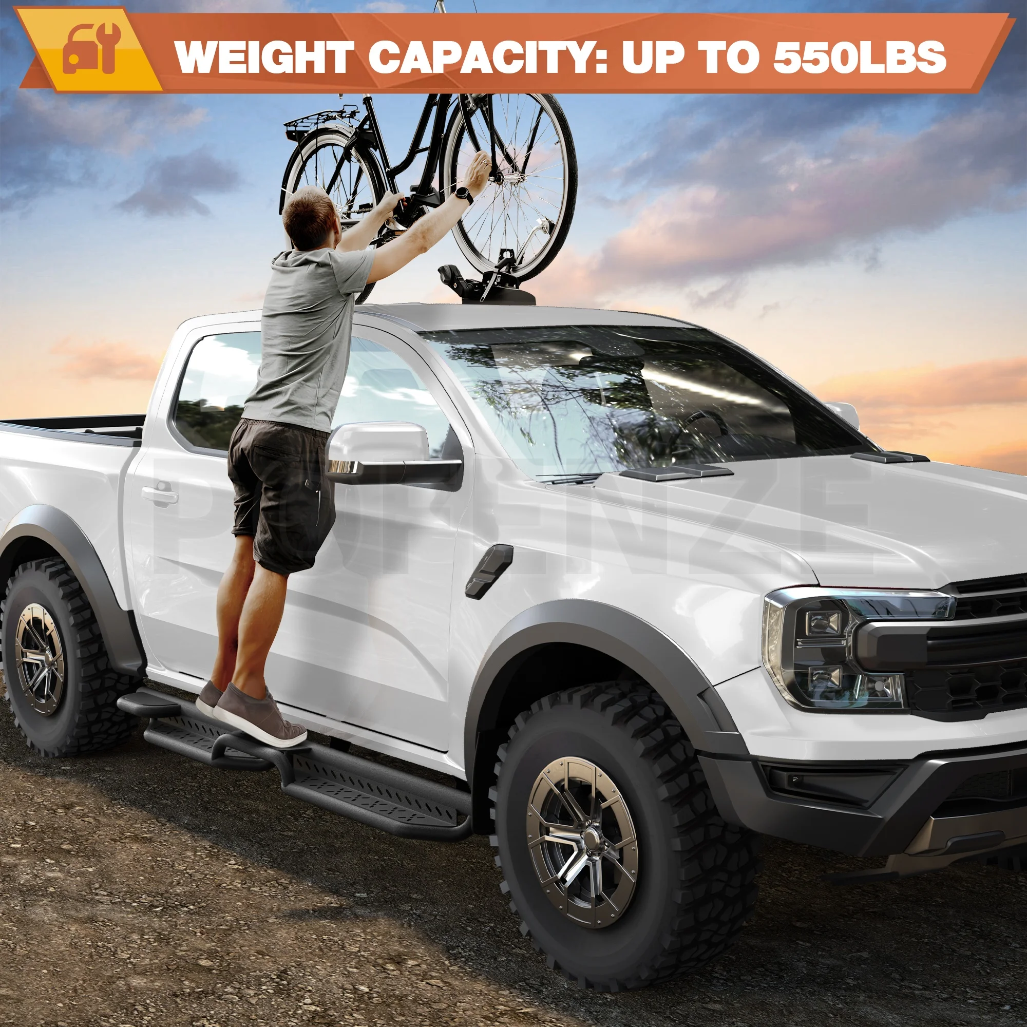 Running Boards for 2019-2024 Ford Ranger Super Crew 4-Door, 2 Stairs Powder Coated Black Carbon Steel Step
Running Boards for 2019-2024 Ford Ranger Super Crew 4-Door, 2 Stairs Powder Coated Black Carbon Steel Step