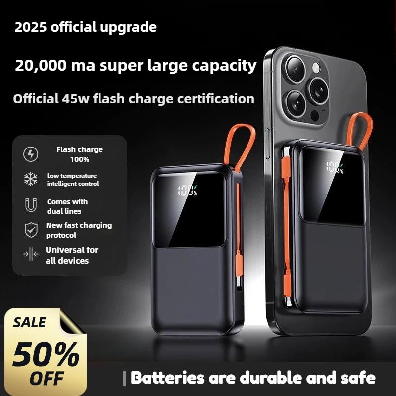 Power Bank 50000 мАч с PD45W и многопротокольной быстрой зарядкой для IPhone 15, Xiaomi, ноутбуков, планшетов
Power Bank 50000 мАч с PD45W и многопротокольной быстрой зарядкой для IPhone 15, Xiaomi, ноутбуков, планшетов