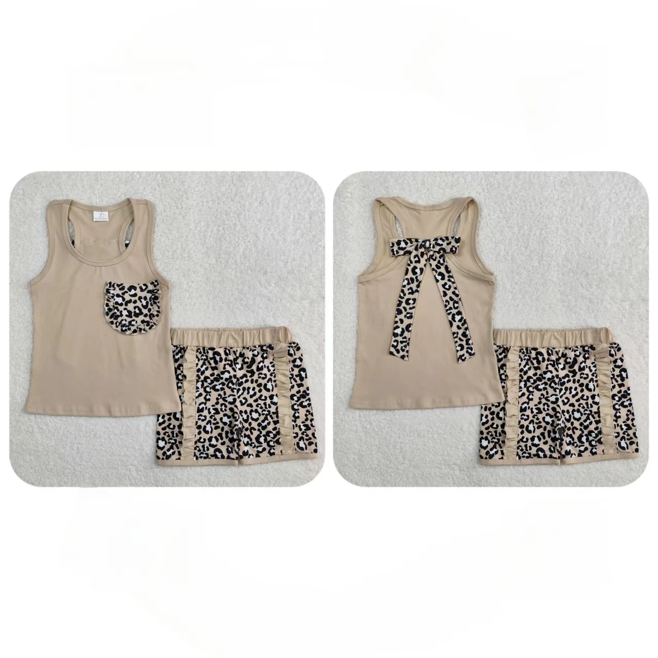 Wholesale Toddler Bow Pocket Vest Sleeveless Shirt Clothing Kids Leopard Shorts Baby Girl Set Children Infant Ruffle Outfit
Wholesale Toddler Bow Pocket Vest Sleeveless Shirt Clothing Kids Leopard Shorts Baby Girl Set Children Infant Ruffle Outfit
