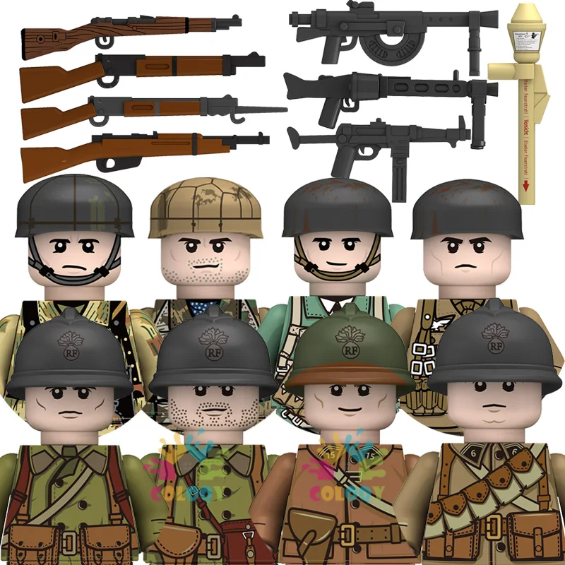 New Kids Toys WW2 Building Blocks 4 Side Printed US UK France Soldiers Mini Action Figures Medal Toys For Kids Christmas Gifts
New Kids Toys WW2 Building Blocks 4 Side Printed US UK France Soldiers Mini Action Figures Medal Toys For Kids Christmas Gifts