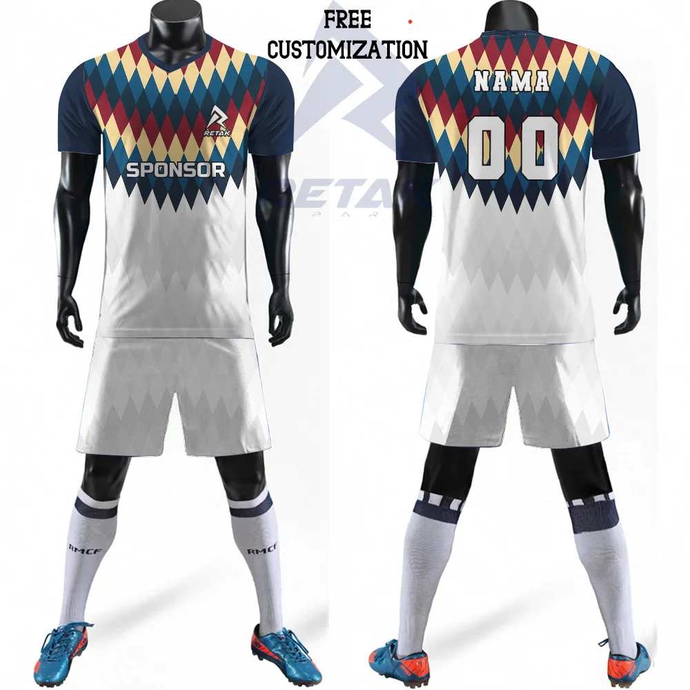 Настраиваемый комплект мужской и женской футбольной спортивной одежды с пятью сторонами, комплект молодежной футбольной рубашки и шорт, ромбовидный 3D-принт
Настраиваемый комплект мужской и женской футбольной спортивной одежды с пятью сторонами, комплект молодежной футбольной рубашки и шорт, ромбовидный 3D-принт