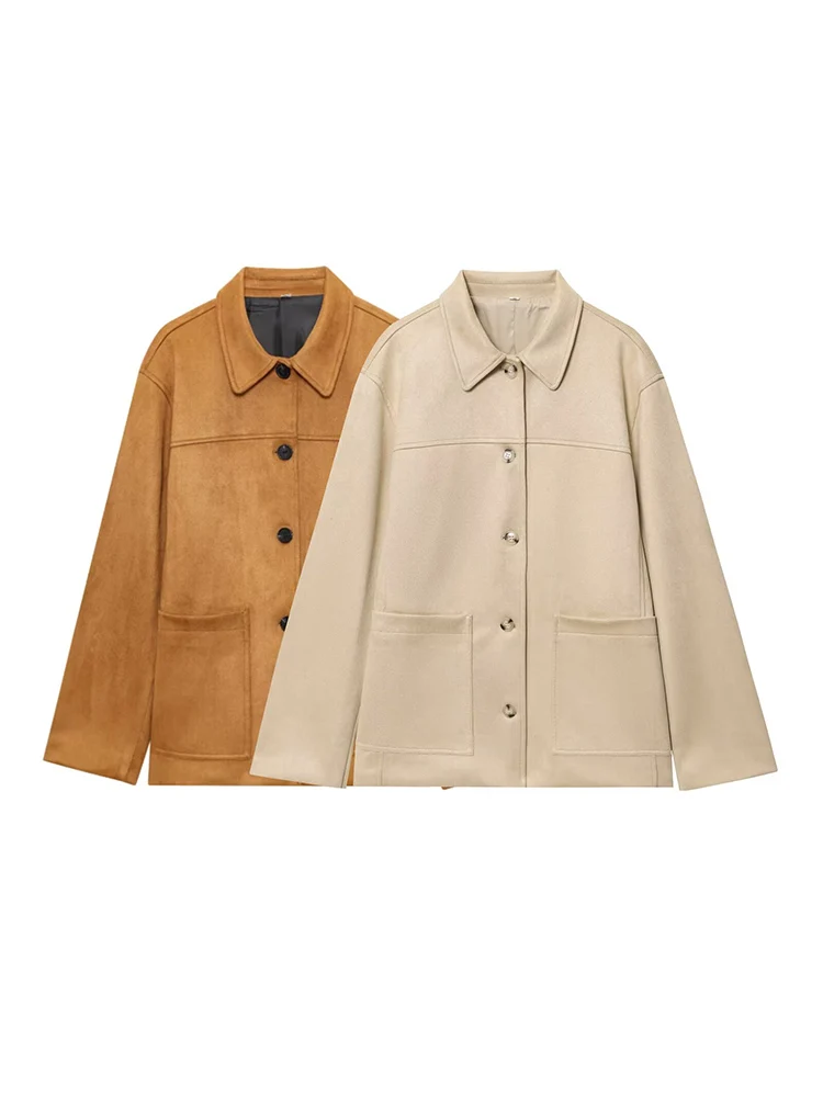 European style new women's fashion versatile temperament solid color lapel long sleeve suede leather jacket
European style new women's fashion versatile temperament solid color lapel long sleeve suede leather jacket