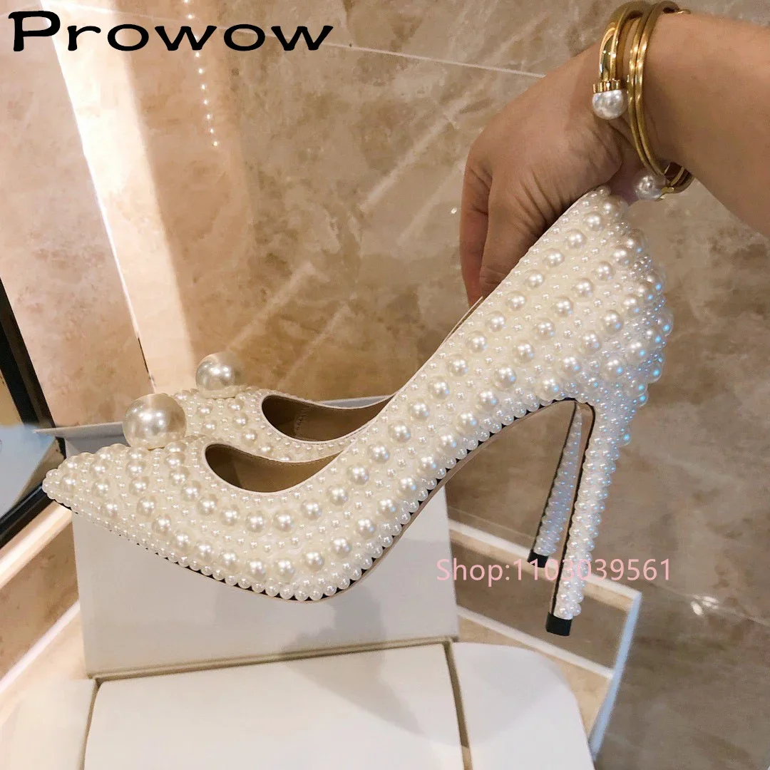 Prowow Pearl Slip on High Heel Pumps Pointed Toe Wedding Women Shoes Thin High Heel Summer Sandals Woman Sandalias De Mujer
Prowow Pearl Slip on High Heel Pumps Pointed Toe Wedding Women Shoes Thin High Heel Summer Sandals Woman Sandalias De Mujer