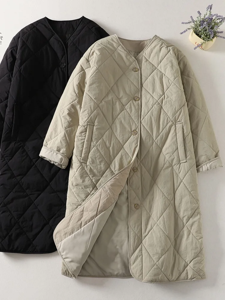 Женское зимнее пальто из хлопка и льна с геометрическим рисунком в стиле ретро, легкая хлопковая теплая верхняя одежда с наполнителем, длина миди, свободная посадка, V-образный вырез на пуговицах
Женское зимнее пальто из хлопка и льна с геометрическим рисунком в стиле ретро, легкая хлопковая теплая верхняя одежда с наполнителем, длина миди, свободная посадка, V-образный вырез на пуговицах