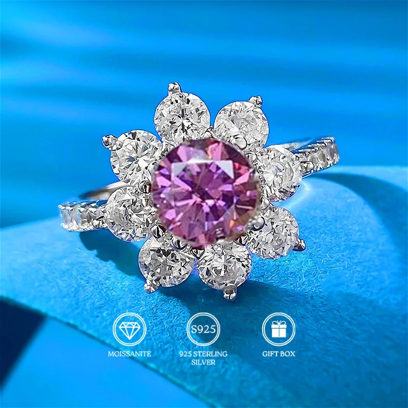 1pc 1Carat 925 Sterling Silver Moissanite Sunflower Ring, Sweet Pink, A Sexy and Sweet Engagement Commitment Ring.
1pc 1Carat 925 Sterling Silver Moissanite Sunflower Ring, Sweet Pink, A Sexy and Sweet Engagement Commitment Ring.