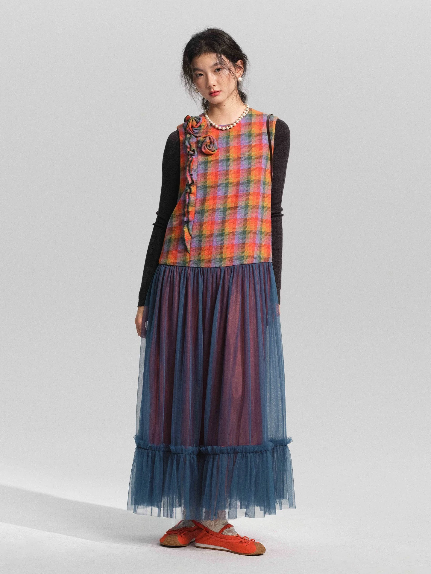 Woolen Vest Skirt with 3D Flower Decoration by LINGLI Autumn Winter Ladies Casual Faion A-Line Skirt Dr
Woolen Vest Skirt with 3D Flower Decoration by LINGLI Autumn Winter Ladies Casual Faion A-Line Skirt Dr