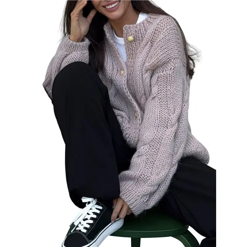 CYL-Женский свободный свитер однотонного цвета с круглым вырезом, длинными рукавами, на пуговицах, вязаный пуловер, осень-зима, розовый, единый размер
CYL-Женский свободный свитер однотонного цвета с круглым вырезом, длинными рукавами, на пуговицах, вязаный пуловер, осень-зима, розовый, единый размер