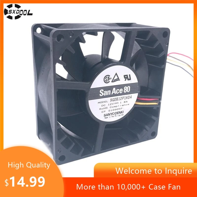 80mm Fan for Sanyo 9G0812P1K04 80mm 12V High-Performance PWM Cooling Fan 7800 RPM, 107.3 CFM, 1.8A, 58dBA
80mm Fan for Sanyo 9G0812P1K04 80mm 12V High-Performance PWM Cooling Fan 7800 RPM, 107.3 CFM, 1.8A, 58dBA
