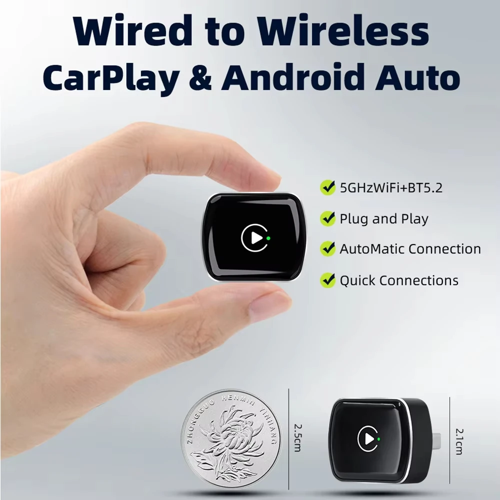 2in1 Wireless CarPlay Dongle Wireless Android Auto Adapter AI Smart Box Car Intelligent Systems For Car With Wired CarPlay
2in1 Wireless CarPlay Dongle Wireless Android Auto Adapter AI Smart Box Car Intelligent Systems For Car With Wired CarPlay