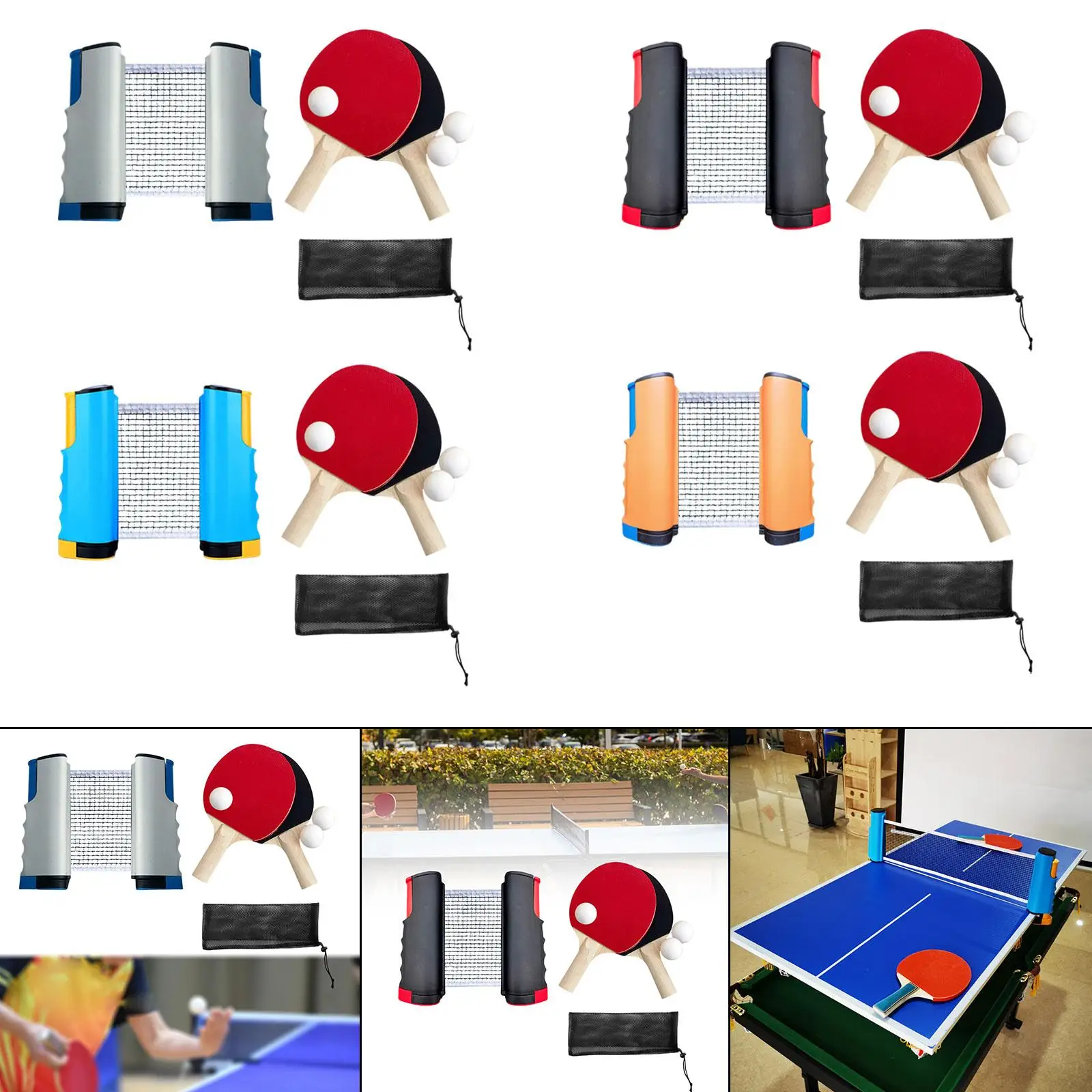 Pong Paddles Set Games Retractable Net for Family Home Gym Practicing