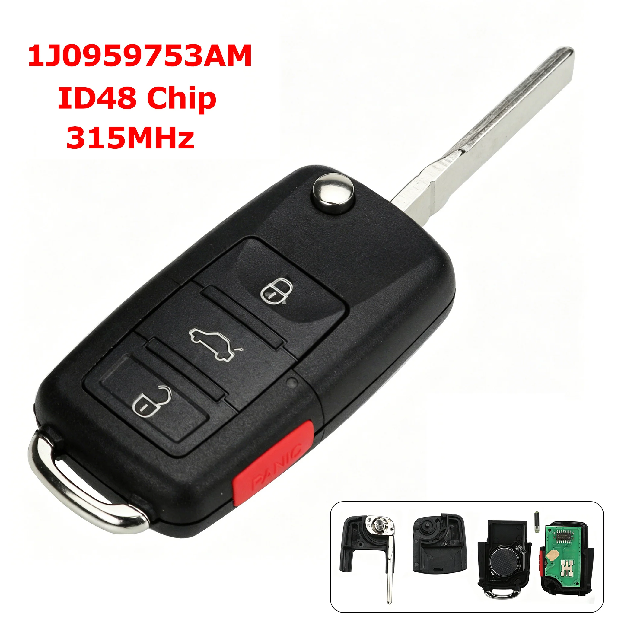 1J0959753AM With ID48 Chip 315Mhz 4 Buttons Car Remote Key For Volkswagen VW Beetle 2000-2009 Golf Passat 2002-2005 Jetta
1J0959753AM With ID48 Chip 315Mhz 4 Buttons Car Remote Key For Volkswagen VW Beetle 2000-2009 Golf Passat 2002-2005 Jetta