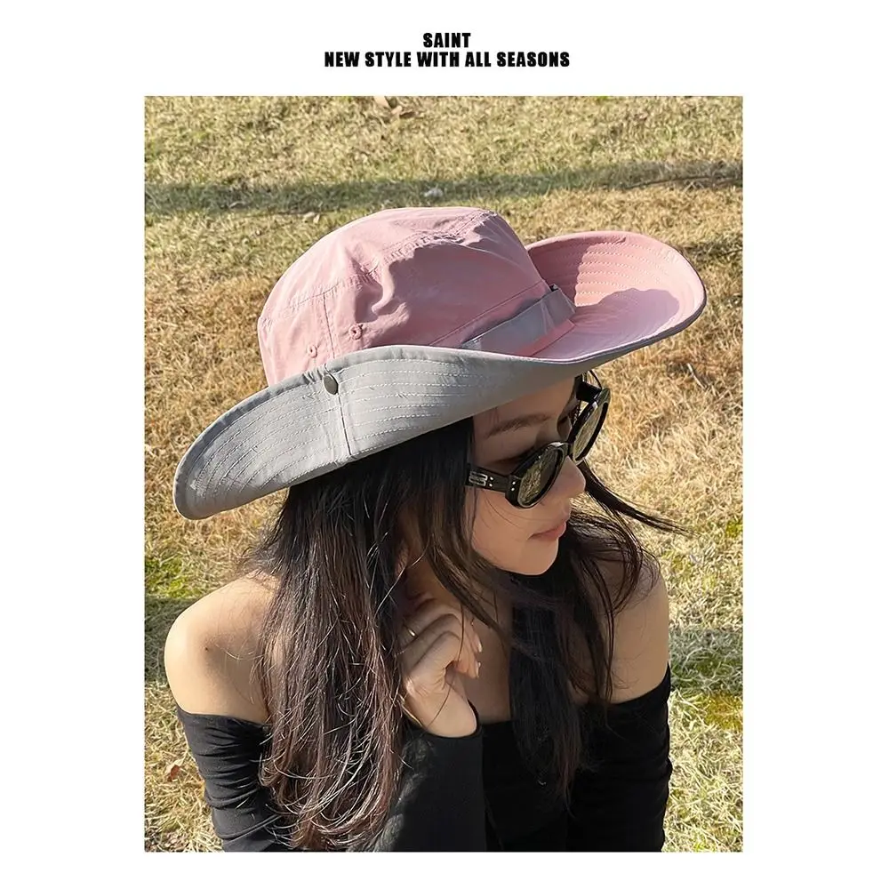 Korean Style Mountaineering Hat Color Matching Big Brim Design Bucket Hats Retro Design Quick-drying Material Big Brim Hats
Korean Style Mountaineering Hat Color Matching Big Brim Design Bucket Hats Retro Design Quick-drying Material Big Brim Hats