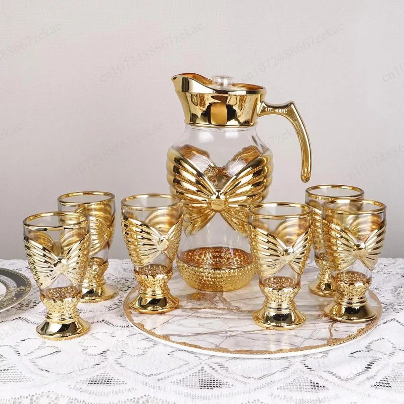 Golden Glass Water Pitcher Set With Lid For Beverage Milk Juice
Golden Glass Water Pitcher Set With Lid For Beverage Milk Juice