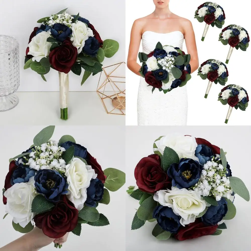 4-Piece Burgundy & Navy Blue Artificial Bridesmaid Bouquets, 11 for Weddings & Showers
4-Piece Burgundy & Navy Blue Artificial Bridesmaid Bouquets, 11 for Weddings & Showers
