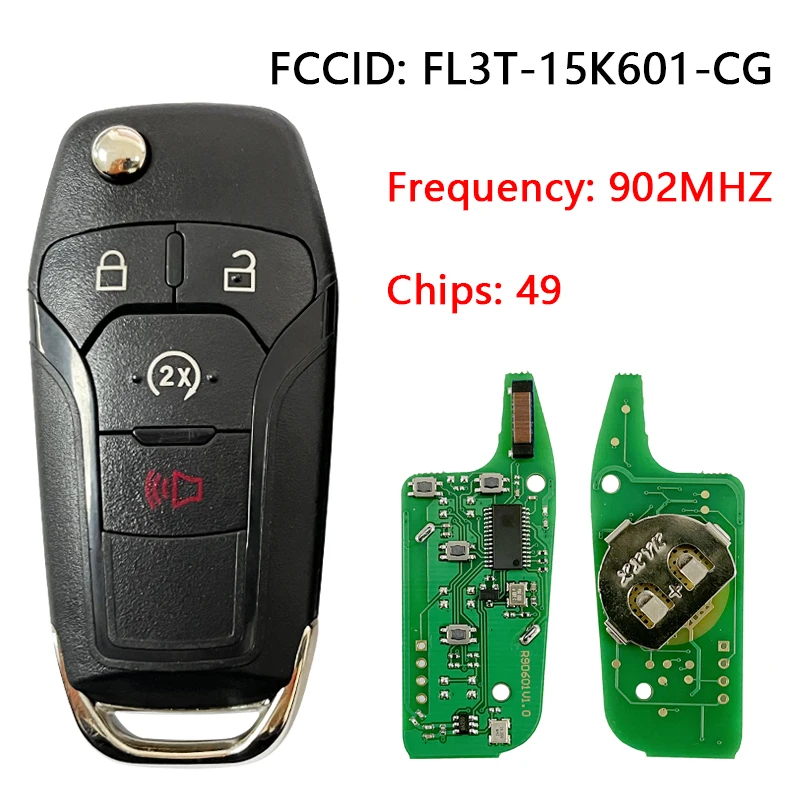 CN018081 For 2015 Ford F150 4 Button Flip Key Remote 902mhz FCC FL3T-15K601-CG Strattec 5923694 HU101 Blade 2 Track,
CN018081 For 2015 Ford F150 4 Button Flip Key Remote 902mhz FCC FL3T-15K601-CG Strattec 5923694 HU101 Blade 2 Track,