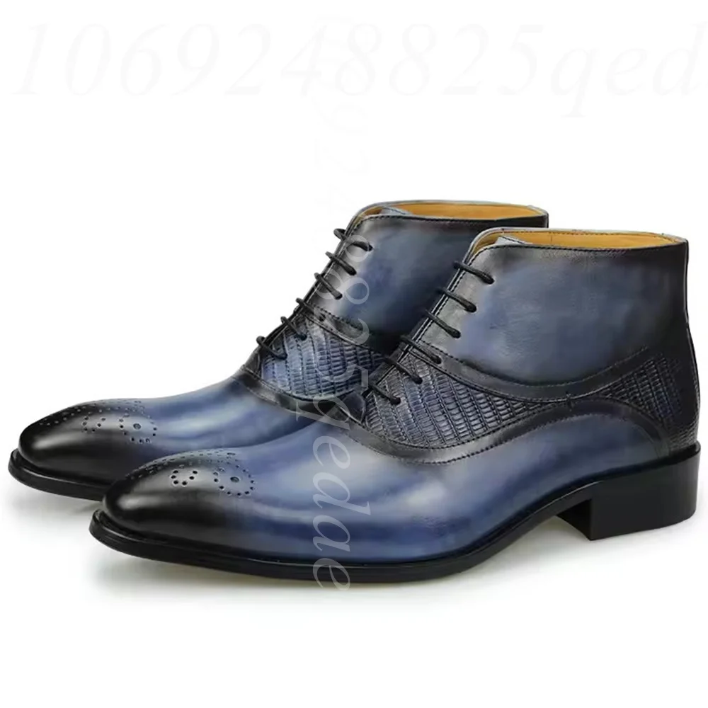 en's Hand-Polished Matte Leather Ankle Boots with Brogue Perforations & Textured Panels, Formal Lace-Up Dress Chukka Boots for
en's Hand-Polished Matte Leather Ankle Boots with Brogue Perforations & Textured Panels, Formal Lace-Up Dress Chukka Boots for