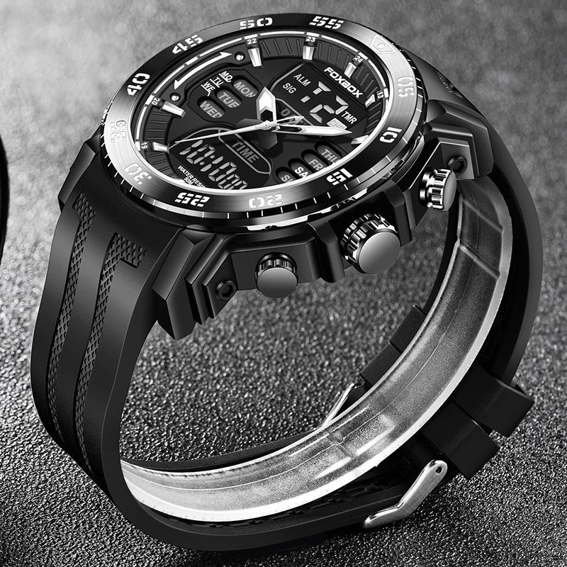 FOXBOX Fashion Military Mens Quartz Watch Luxury LED Dual Display Business Men Watches Waterproof Date Chronograph Digital Clock
FOXBOX Fashion Military Mens Quartz Watch Luxury LED Dual Display Business Men Watches Waterproof Date Chronograph Digital Clock
