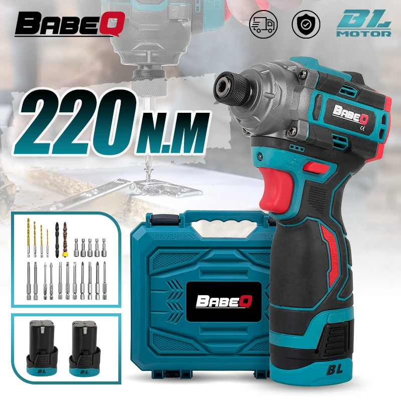 BABEQ 16.8V Brushless Electric Screwdriver 220N.m Cordless Impact Drill 3 Speed Li-ion Battery Home Repair Tools Kits
BABEQ 16.8V Brushless Electric Screwdriver 220N.m Cordless Impact Drill 3 Speed Li-ion Battery Home Repair Tools Kits