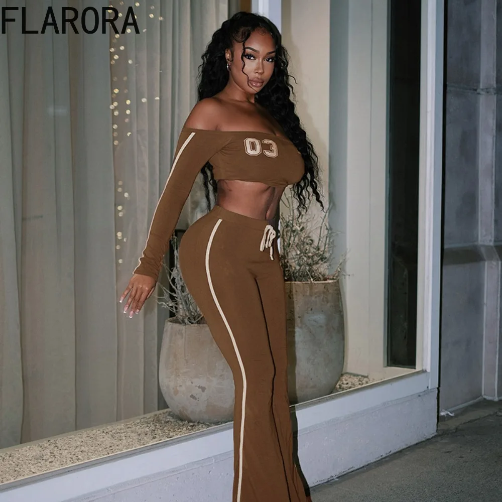 FLARORA Fashion Letter Print 2 Piece Sets Woman Stripe Patchwork Slash Neck Crop Tops+Drawstring Pants Hottie Street Tracksuits
FLARORA Fashion Letter Print 2 Piece Sets Woman Stripe Patchwork Slash Neck Crop Tops+Drawstring Pants Hottie Street Tracksuits