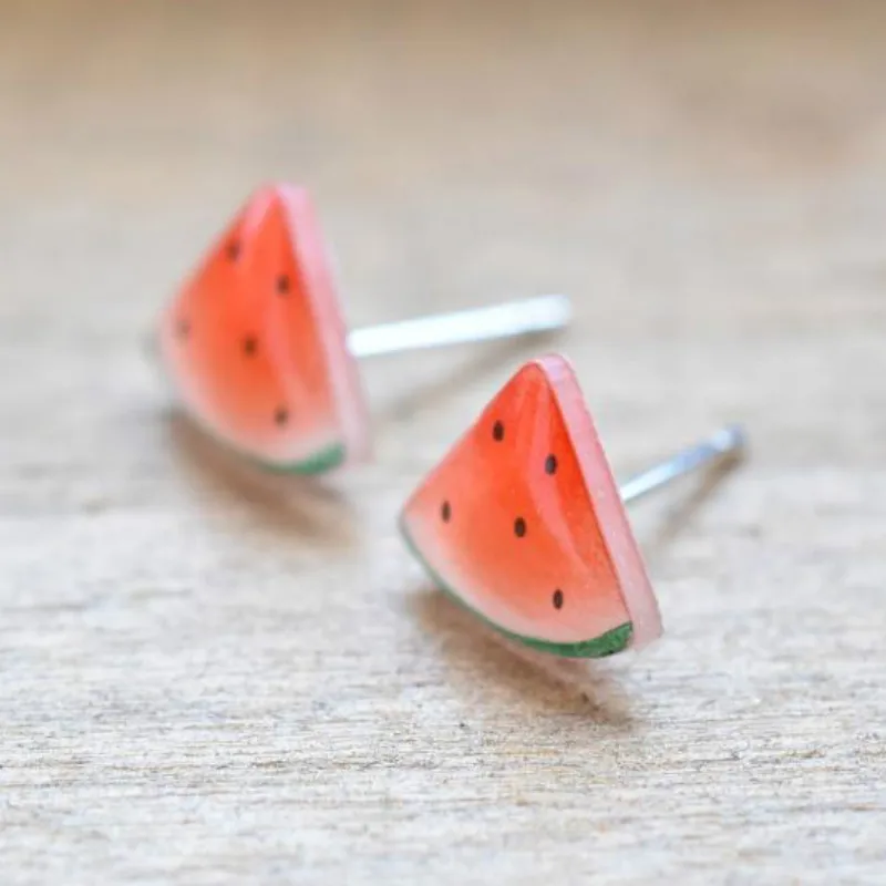 High Quality Summer Cool Girl's Heart Watermelon Fruit Hot Shrink Film Ear Stud 925 Silver Needle DIY Handmade Ear Stud Earrings
High Quality Summer Cool Girl's Heart Watermelon Fruit Hot Shrink Film Ear Stud 925 Silver Needle DIY Handmade Ear Stud Earrings