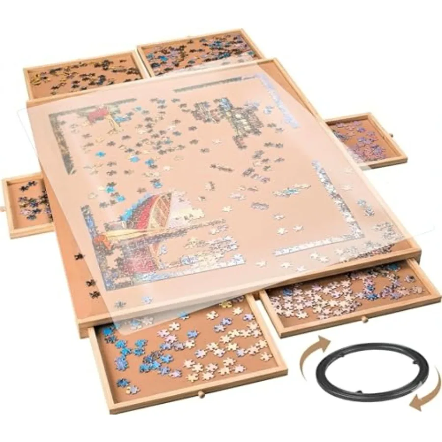 1500 Piece Rotating Wooden Puzzle Board Fits Puzzles Up to 35" x 26" with 6 Storage Drawers and Protective Cover Jigsaw Puzzle
1500 Piece Rotating Wooden Puzzle Board Fits Puzzles Up to 35" x 26" with 6 Storage Drawers and Protective Cover Jigsaw Puzzle