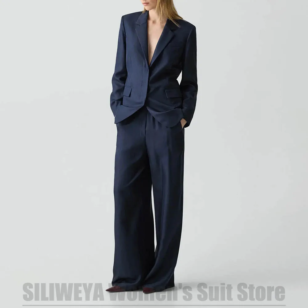 Navy Blue Women's Suit Blazer and Wide Leg Pants Notch Lapel Loose Fit Two Piece Casual Elegant Office Daily Party Outfit
Navy Blue Women's Suit Blazer and Wide Leg Pants Notch Lapel Loose Fit Two Piece Casual Elegant Office Daily Party Outfit