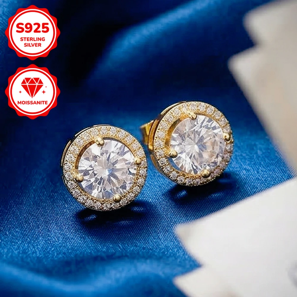 1pair 0.5/1/2/3Carat Classic Synthetic Moissanite Stud Earrings, Crafted From S925 Sterling Silver, Suitable for Both Work
1pair 0.5/1/2/3Carat Classic Synthetic Moissanite Stud Earrings, Crafted From S925 Sterling Silver, Suitable for Both Work