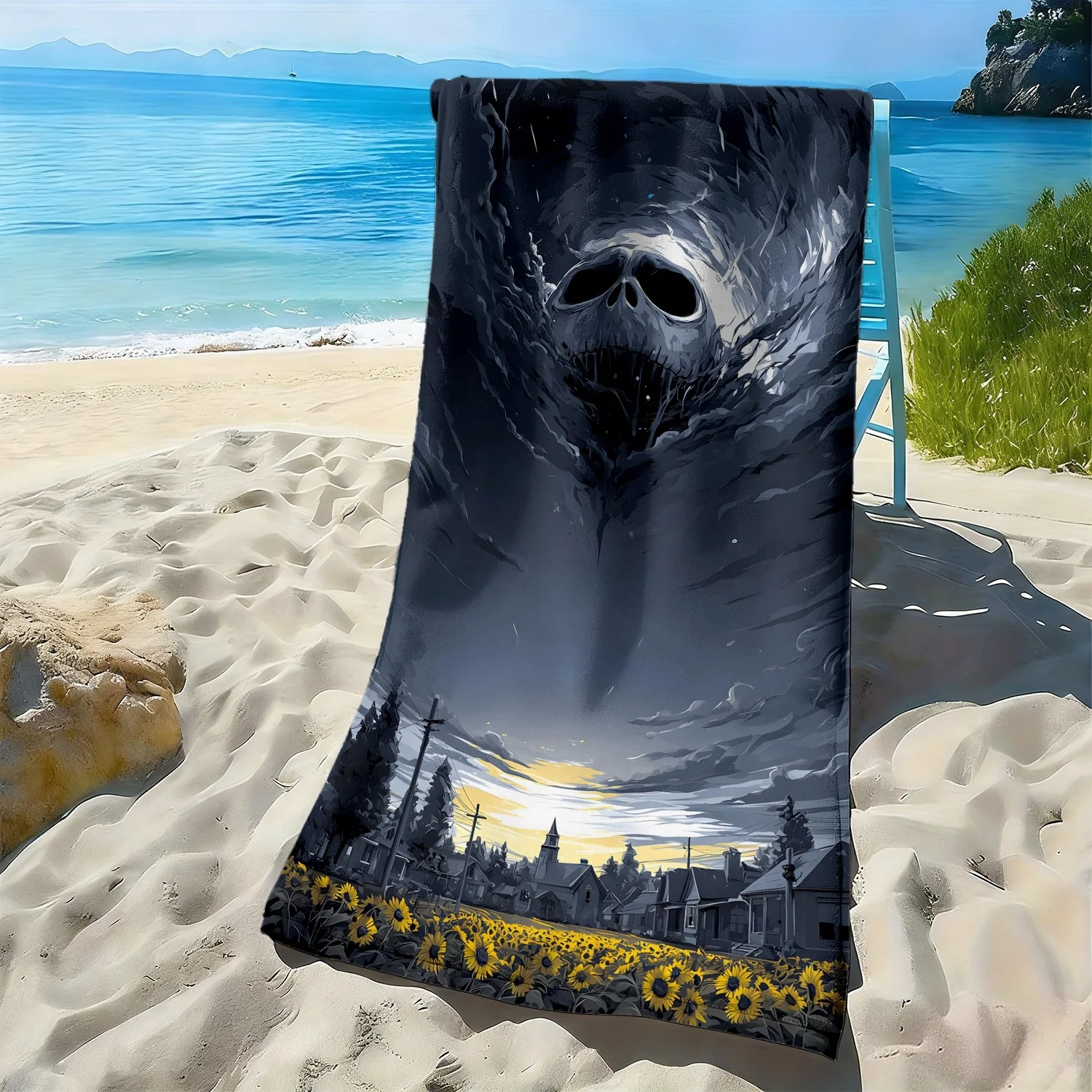 Dark style skull pattern polyester microfiber beach towel is highly absorbent, suitable for swimming and beach outings
Dark style skull pattern polyester microfiber beach towel is highly absorbent, suitable for swimming and beach outings