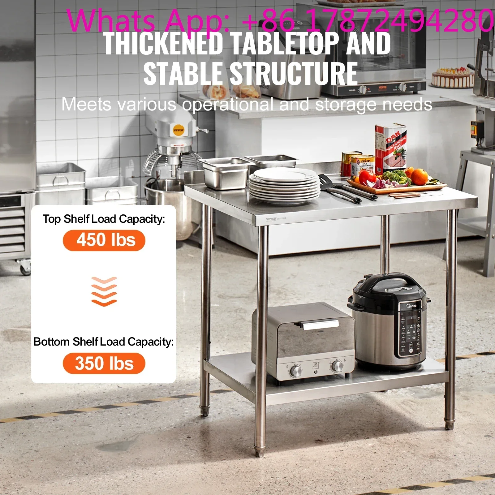 Stainless Steel Work Table Commercial Heavy Duty Food Prep Worktable with Adjustable Height for Restaurant Home
Stainless Steel Work Table Commercial Heavy Duty Food Prep Worktable with Adjustable Height for Restaurant Home