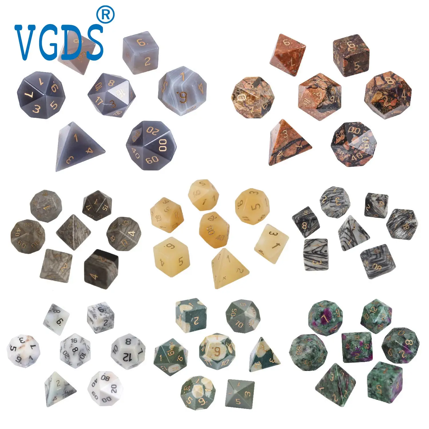7-Piece Set Of Polyhedral Dice VVGDS Casual Board Game Entertainment Game Dice Arial Font Natural Crystal Gemstone Dice
7-Piece Set Of Polyhedral Dice VVGDS Casual Board Game Entertainment Game Dice Arial Font Natural Crystal Gemstone Dice