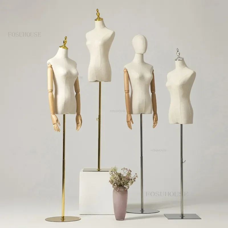 Wooden Arm Fabric Cover Female Head Half Mannequins Body Metal Base for Wedding Cloting Display Dress Form Adjustable Rack Model
Wooden Arm Fabric Cover Female Head Half Mannequins Body Metal Base for Wedding Cloting Display Dress Form Adjustable Rack Model
