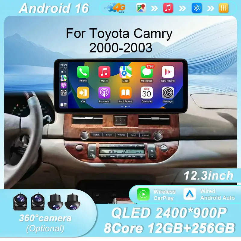 For Toyota Camry 2000-2003 12.3" Android 16 Car Radio Wireless CarPlay Auto GPS BT WiFi DSP IPS Touch Screen Multimedia Player
For Toyota Camry 2000-2003 12.3" Android 16 Car Radio Wireless CarPlay Auto GPS BT WiFi DSP IPS Touch Screen Multimedia Player
