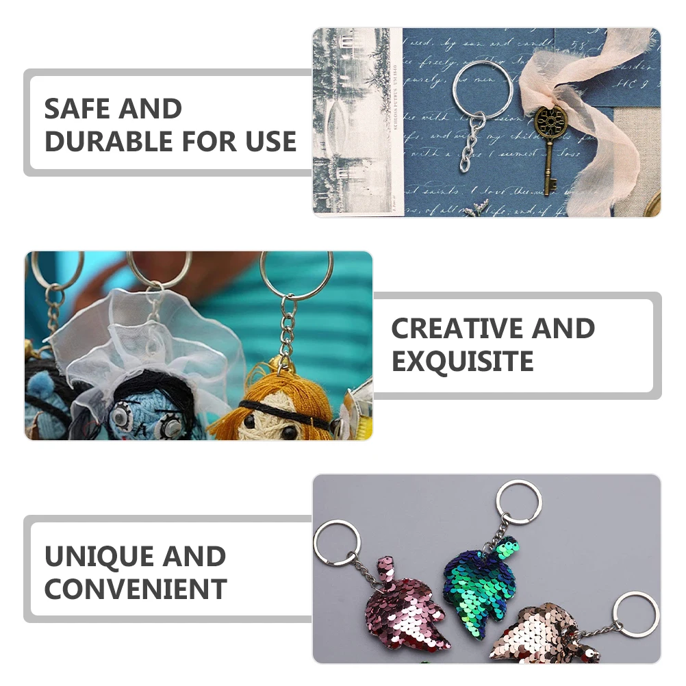 150Pcs DIY Keychain Kit Stainless Steel Jump Rings with Eye Pins for Handmade Jewelry Keyring Making Tools and Accessories