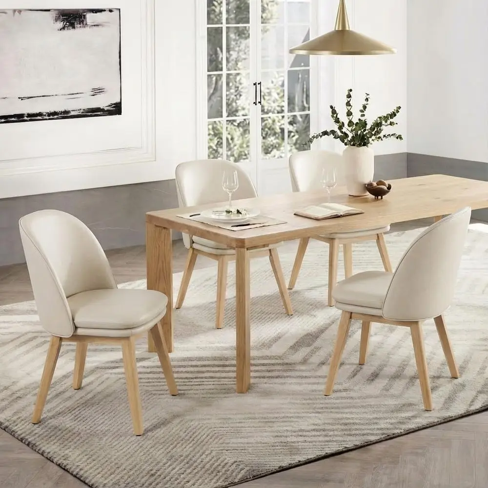 Wooden Dining Chairs Set of 4, Faux Leather holstered Modern Dining Room Chairs with DoubleLayer Thick Seat Cushion amp Ergon
Wooden Dining Chairs Set of 4, Faux Leather holstered Modern Dining Room Chairs with DoubleLayer Thick Seat Cushion amp Ergon