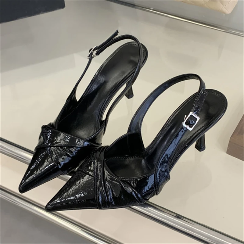 Women's Pointed Toe Patent Leather Twist Knot Slingback Thin Heel Pumps Elegant Party Footwear Drop Shipping Shoes Free Gift
Women's Pointed Toe Patent Leather Twist Knot Slingback Thin Heel Pumps Elegant Party Footwear Drop Shipping Shoes Free Gift