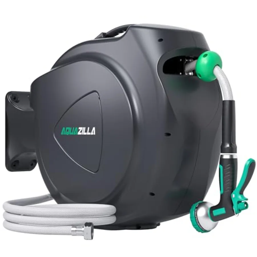 Retractable Garden Hose Reel 65Feet +6FT 5/8 Durable Wall Mounted Water Hose Reel with 180 Swivel Bracket 9 Pattern Sprayer 6Fe
Retractable Garden Hose Reel 65Feet +6FT 5/8 Durable Wall Mounted Water Hose Reel with 180 Swivel Bracket 9 Pattern Sprayer 6Fe