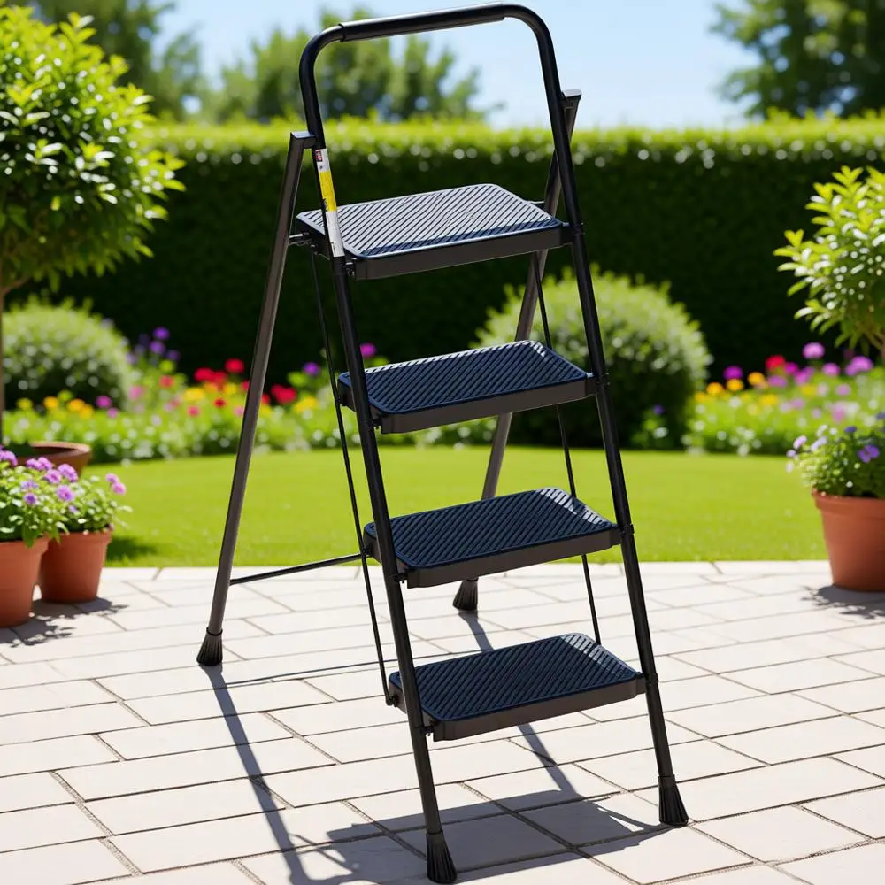 Collapsible 4-Step Ladder with Wide Anti-Slip Treads for Adults, Lightweight and Suitable for Home Use
Collapsible 4-Step Ladder with Wide Anti-Slip Treads for Adults, Lightweight and Suitable for Home Use
