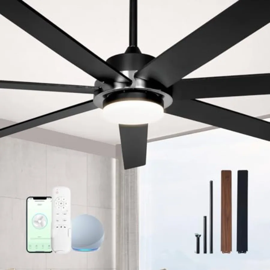 Indoor Outdoor Ceiling Fan for Patio or Living Room, ABS Plastic, White, 72 Large Smart Fan with Light, Alexa APP Remote, 6 Spe
Indoor Outdoor Ceiling Fan for Patio or Living Room, ABS Plastic, White, 72 Large Smart Fan with Light, Alexa APP Remote, 6 Spe